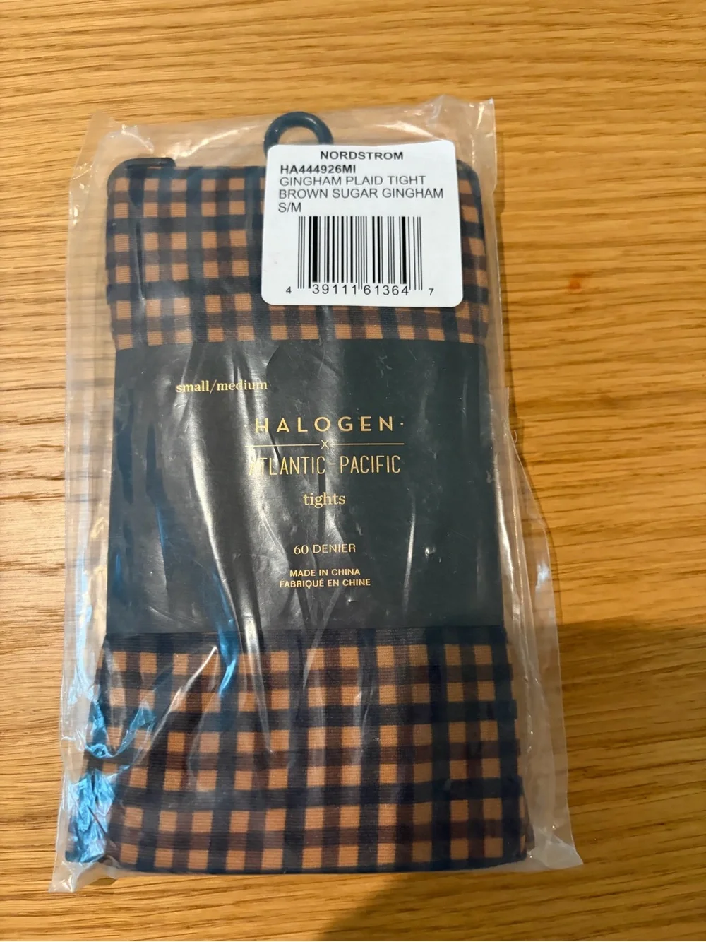 Halogen Atlantic-Pacific Brown Sugar Gingham Tights